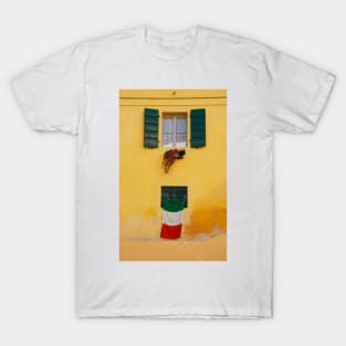 Italian Flag on Yellow Building T-Shirt